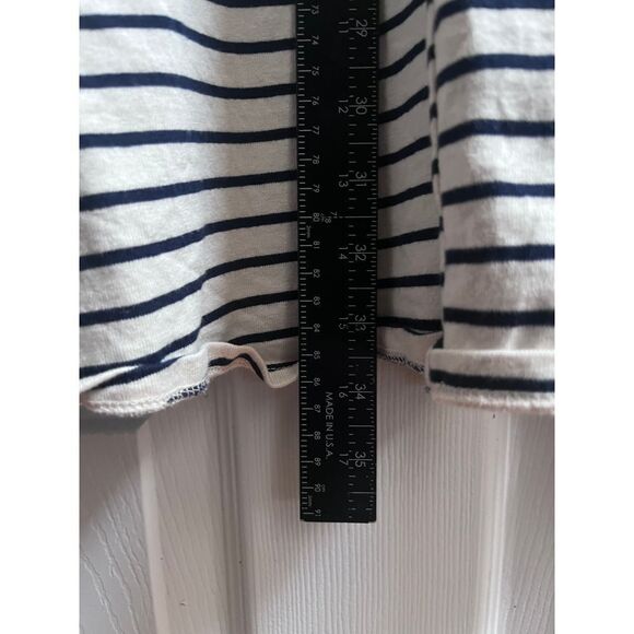 Theory Cream Blue Relaxed Fit Striped Combo Pocket Shift Shirt Dress Size Medium - Picture 10 of 12